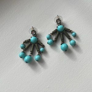 Anthropologie Turquoise & Antique Gold Statement Earrings
